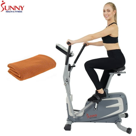 Sunny Health and Fitness Cross Training Magnetic Upright Bike with Workout Cooling