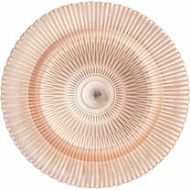 Simply Elegant Sunray Glass Charger Plate | Service Plate for Parties, Dinner, Weddings, Quinceaneras and Events | 13 inch Diameter | Rose Gold - Gloss Finish | Set of 8