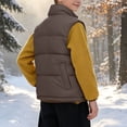 thumbnail image 6 of Boys Quilted Vest Outwear Warm Fashion Casual Full Zip Winter Sleeveless Jacket Brown 8, 6 of 7