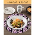 thumbnail image 3 of 13 Inch Round Placemats Set of 6, Purple Floral Non Slip Heat Insulation PP Table Mats, Abstract Watercolor Flower Leaf Plant Washable Place Mats for Kitchen Dining Party Table Decor, 3 of 7