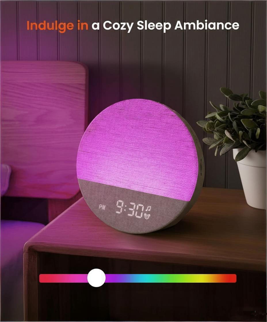 Maxstar Sunrise Alarm Clock White Noise Sound Machine for Bedroom | Natural Wake-Up Light with Soothing Sleep Aids, Bluetooth Speaker, Dimmable Clock, Screen-Free Design for Baby Adults Kids