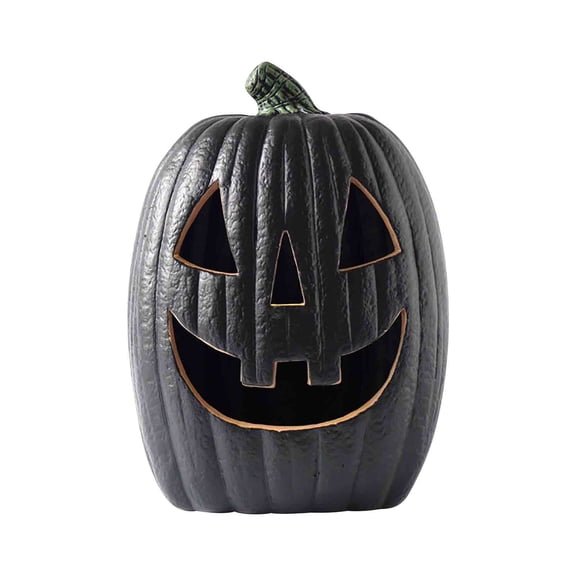 Halloween Pumpkin Decorations, Black Jack O Lantern, Light Up Halloween Pumpkin Lantern for Indoor Outdoor Home Yard, Spooky Halloween Decor, 1 Piece