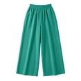 thumbnail image 4 of Pants Authentics Womens Relaxed Fit Stretch Pant Women Linen Wide Leg Pants High Waisted Elastic Waist Flowy Casual Summer Beach Pants for Women Green S, 4 of 7