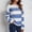 Blue, variant on Lilgiuy Women's Round- Neck Stripe Splicing Recreational Pullover Knitting Sweater Long Sleeve Tops for Tennis Golf