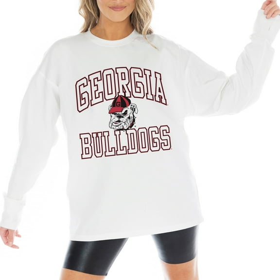 Women's Gameday Couture White Georgia Bulldogs Mind Games Oversized Long Sleeve T-Shirt