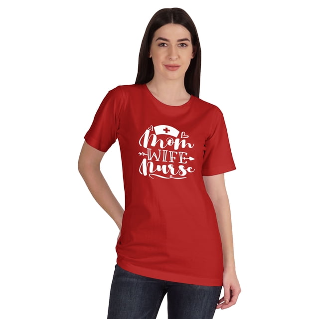 Inkmeso T-shirt Infirmière Maman Femme pour Femmes Col Rond Graphique