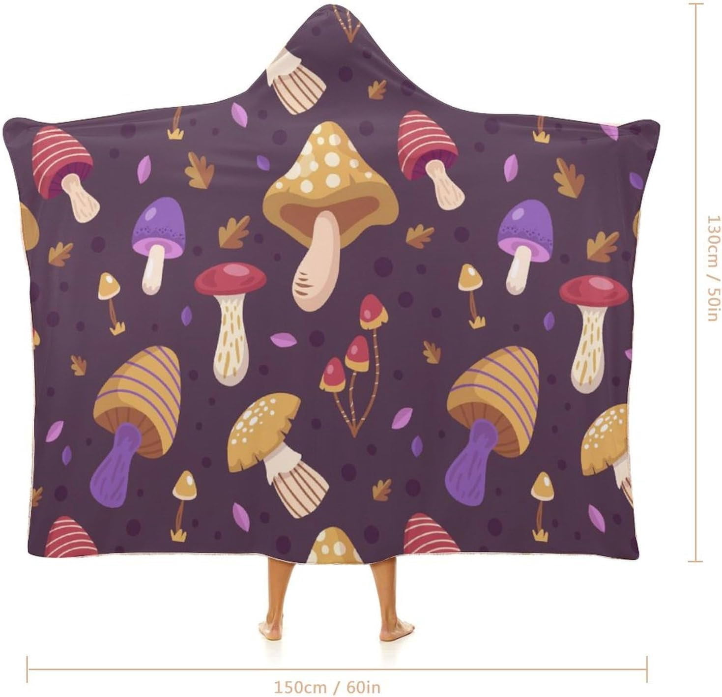 Throw Wearable Blanket Hoodie Onesie Soft Sleeping Bag Cloak Wrap Cape Cute Mushroom Autumn Gift for Adult Kids Plush Velvet 50x60 in Nature Wild Forest
