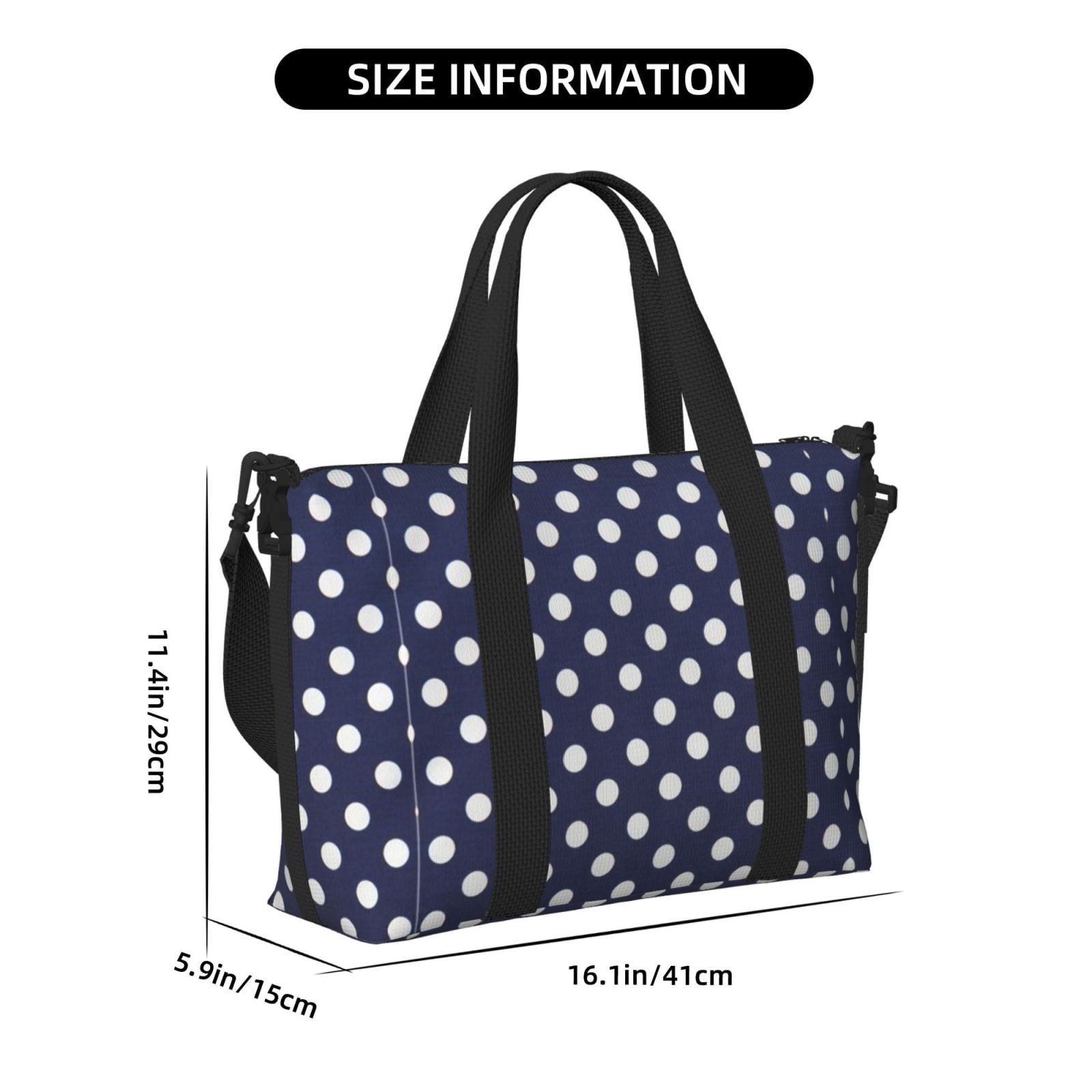 Travel Duffel Bag Polka Dot Navy Pattern Sports Tote Gym Carry On Bag Overnight Crossbody Bag For Women Men