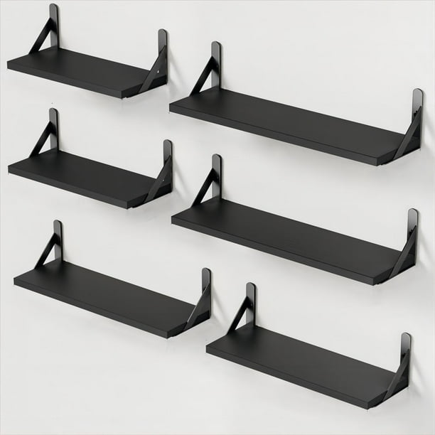 Juego de estantes de pared AMADA HOMEFURNISHING Wood Floating Black