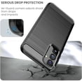 thumbnail image 7 of REQO for Samsung Galaxy S23 FE 5G Case with Tempered Glass Screen Protector, Shock-Absorption Brushed Flexible Soft TPU Carbon Fiber Protective Cover for Samsung S23 FE (Black), 7 of 7