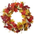 thumbnail image 3 of Northlight Leaves and Berries Artificial Fall Harvest Wreath - 20", 3 of 11