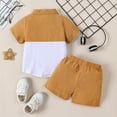 thumbnail image 4 of 18-24 Months 5T Boy Clothes Boy Outfits Boys Short Sleeve Cotton Linen Button Down T-Shirt and Shorts Set for Toddler, Little and Big Kids Yellow, 4 of 9