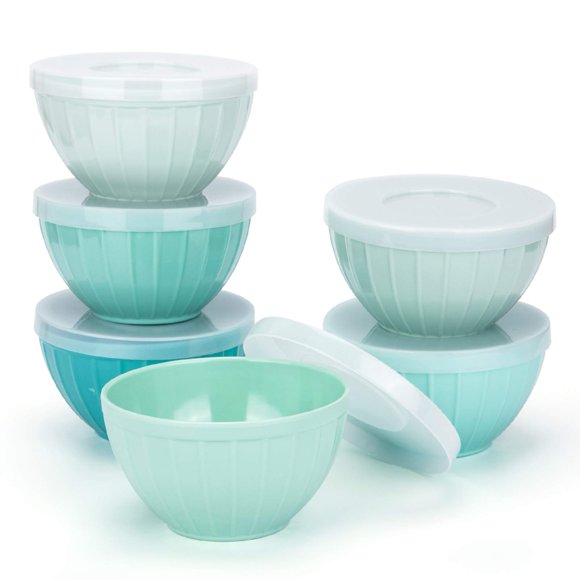 KX-WARE Bols en Mélamine avec Couvercles - Bols de Céréales/salade/préparation de 15oz, Ensemble de 6 en 6 Couleurs Assorties / Incassables et Résistants aux Éclats, Lavables au Lave-Vaisselle, Sans BPA