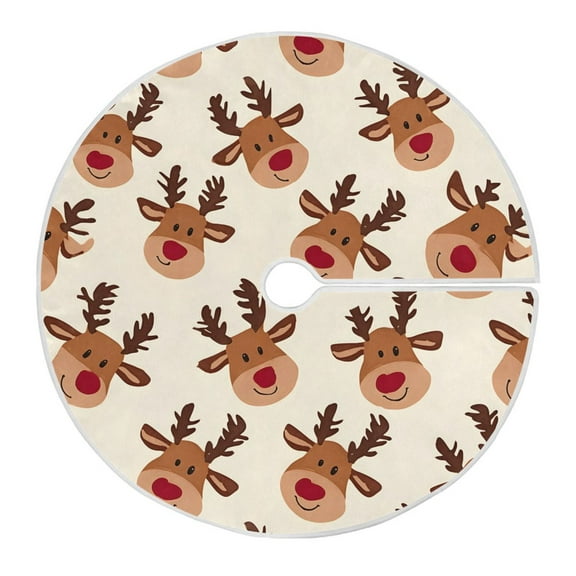 Ryvnso Christmas Tree Skirt Cute Elk Reindeer Xmas Tree Skirts Ornament Home Decorations 35.4"