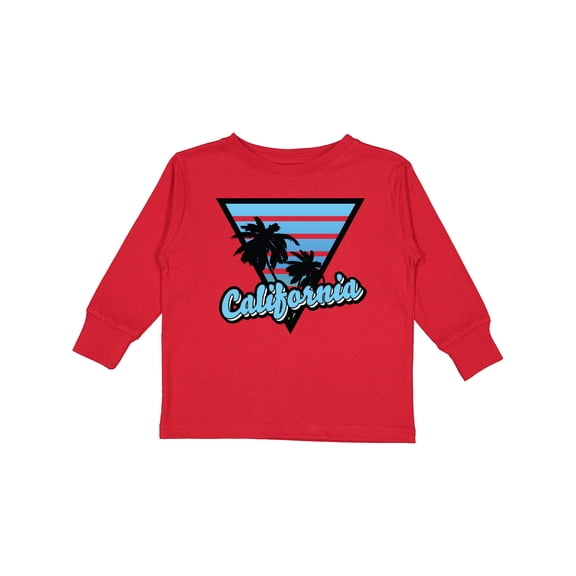 Inktastic California with Triangle and Palm Trees in Blue Boys or Girls Long Sleeve Toddler T-Shirt