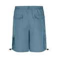 thumbnail image 4 of Timoontee Men's Cargo Shorts Relaxed Fit Elastic Waist Casual Knee-length Shorts Quick Dry Zipper Button Shorts with Pockets Navy L, 4 of 5