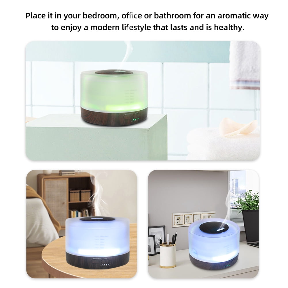 500ml Large Essential Oil Diffuser with Humidifier, Timer & 7 Color Lights, Includes 6 Fragrance Oils for Home, Office, Yoga, Aromatherapy Ultrasonic Diffuser