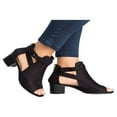 thumbnail image 2 of Women Buckle Peep Toe Low Block Heel Ankle Booties Boots Sandals Shoes Size, 2 of 2