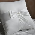 thumbnail image 3 of Bearachild Anillo Almohada Perlas románticas Cojín Portador Blanco Lindo Satén Anillos Titular Matrimonio Nupcial Adornos Suministros de boda Kits de decoración para fiestas 60g 15x15cm, 3 of 6