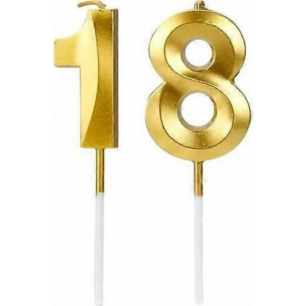 Gold Digital Birthday Cake Candles - Number 18 Candles for 18th Birthday Happy Birthday Smokeless Environmental Protection Birthday Candle for Birthda