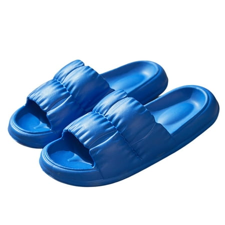 

huanledash 1 Pair Unisex Slippers Pleats Thick Platform Anti Skid Soft Soles Bouncy Sandals for Daily Wear