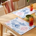 thumbnail image 4 of Blue Pink Coral Placemats Set of 8 Beach Ocean Summer Coastal Place Mats Indoor Wipeable Table Mats Washable Cloth Dining Table Placemats for Kitchen Holiday Party Home Decor 13x19 Inch, 4 of 9