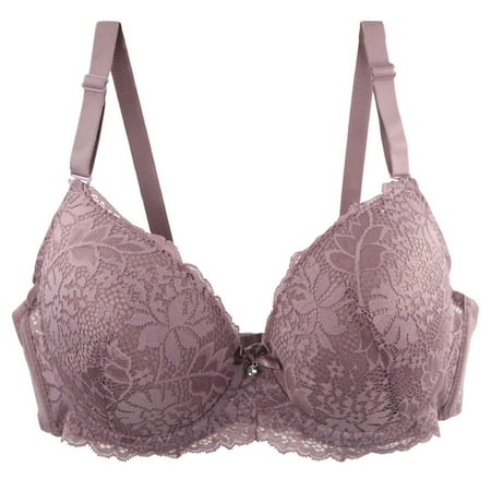 Yyeselk Minimizer Bra for Women Sexy Plus Size Push Up Lace Bra with Underwire Full Coverage Comfort Breathable Bra Unlined Non Padded Bra Pink XXXXL