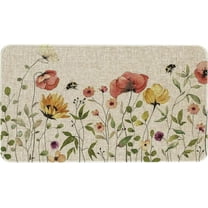 Spring Flower Decorative Door Mat, Seasonal Spring Summer Holiday Low-Profile Floor Mat Switch Mat for Indoor Outdoor Doormat 17 x 29 Inch