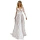 thumbnail image 1 of Vestido de fiesta de invierno con cuello en V y manga larga de encaje para mujer - Poliéster, color liso, para ocasiones cotidianas/informales, tallas S-XXL, margen de error de medición de 1-3 cm, 1 of 7