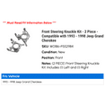thumbnail image 2 of Front Steering Knuckle Kit - 2 Piece - Compatible with 1993 - 1998 Jeep Grand Cherokee 1994 1995 1996 1997, 2 of 2