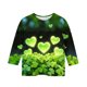 thumbnail image 5 of Blusas y camisas de manga larga con cuello redondo, informales, con estampado del Día de San Patricio, de manga tres cuartos y cuello redondo, para niños de talla mediana y grande., 5 of 6