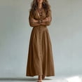 thumbnail image 7 of QUNYINEY Cotton Women's Dresses Summer Casual Long Puff Short Sleeve A Line Dress Slim Fit Button Flowy Solid V Neck Dresses, 7 of 7