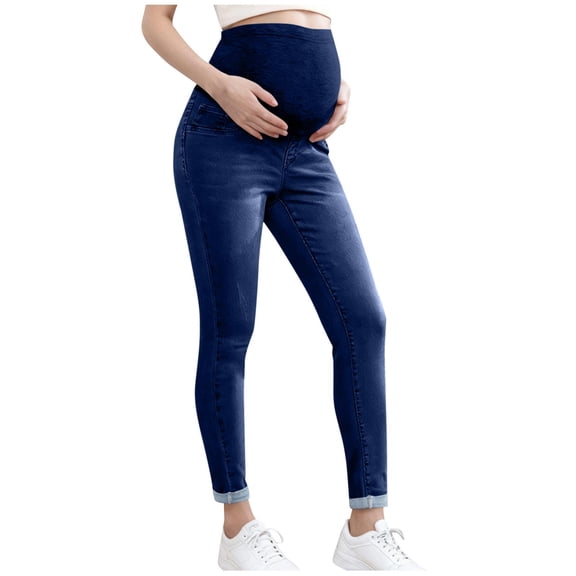YSUEJPF Womens Maternity Jeggings Slim Fit Jeans Over The Belly Pregnancy Denim Pants