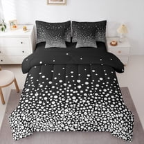 Feelyou Circle Dot Twin Bedding Sets 7-Piece for Teen, Modern Polkadots Abstract Bedding Comforter Set, Black White Geometric Reversible Sheet Sets, Breathable Home Decor