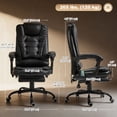 thumbnail image 3 of Vinsetto Massage Office Chair, PU Leather Desk Chair w/ Footrest, Black, 3 of 10