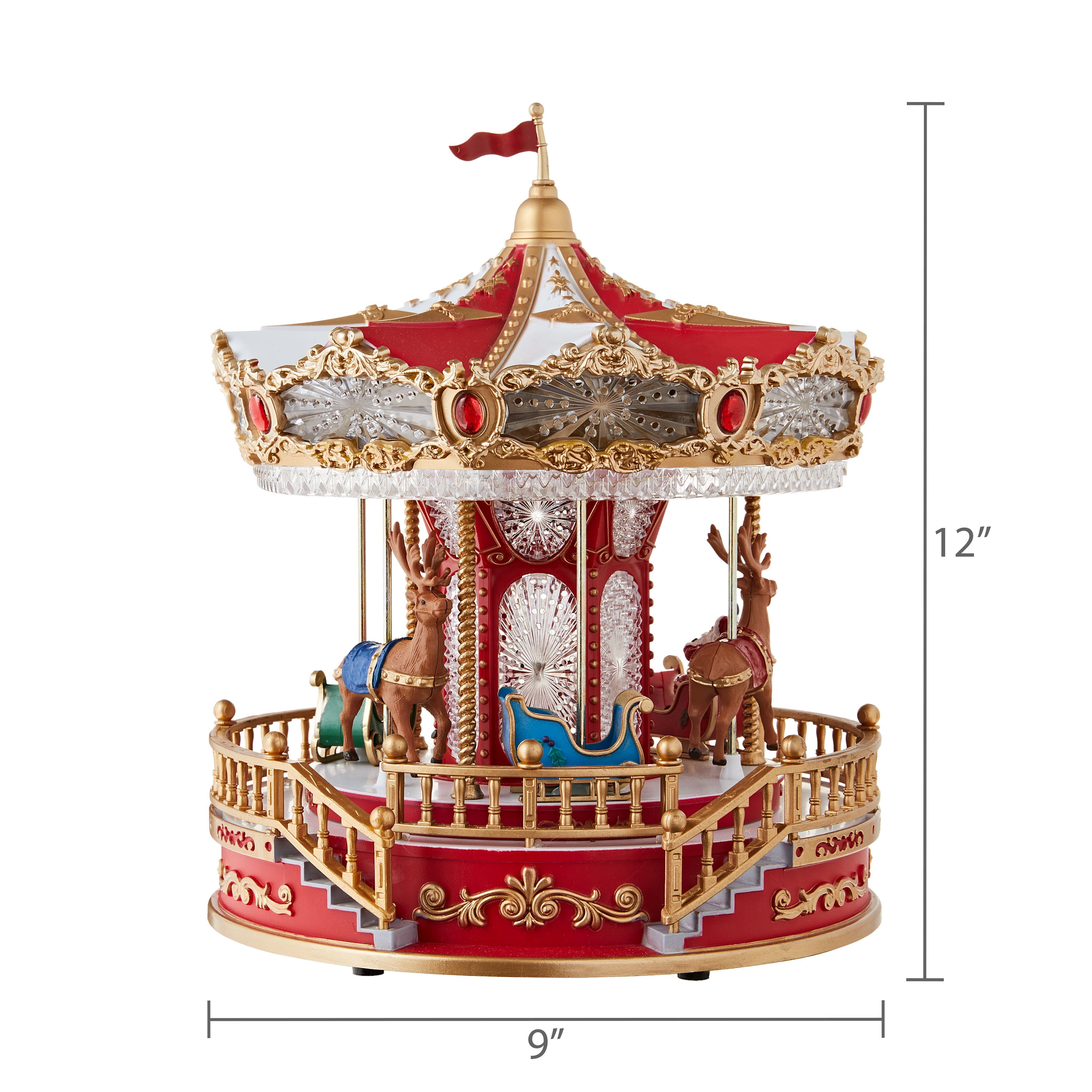 レトロ な クリスマス　飾り holiday carousel Light-Up and Musical Christmas Carousel Decoration