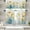 Floral Yellow Blue, variant on Floral Kitchen Curtains Watercolor Window Curtains Valance and Tier Set 36 Inch, Abstract Blue Yellow Flower Rod Pocket Short Tier Curtain, Artistic Small Cafe Curtains for Kitchen Decor