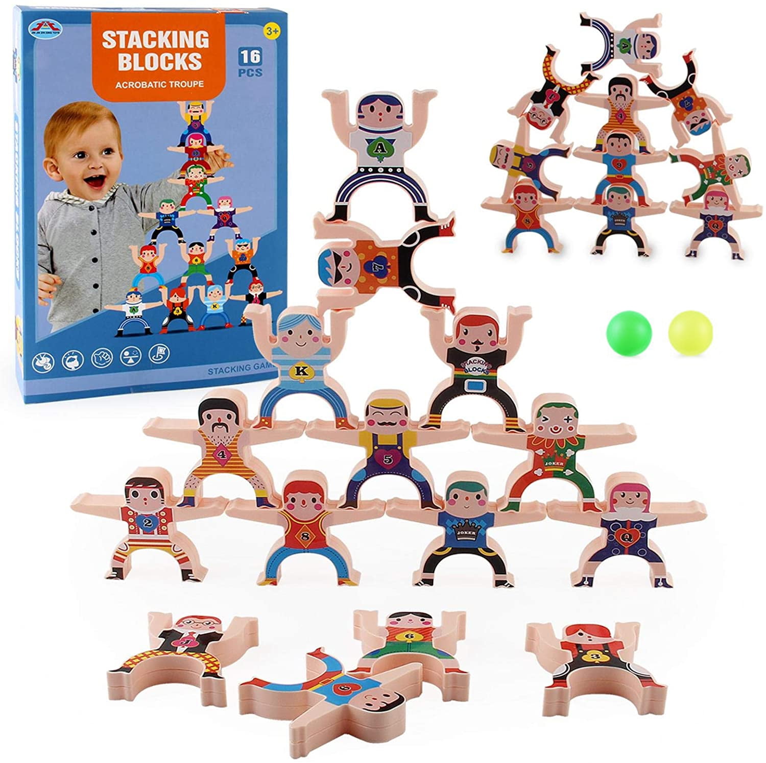 VONTER Wooden Stacking Games, Hercules Acrobatic Troupe Interlock Toys