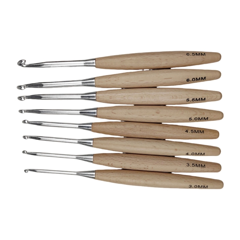 Zecic Ergonomic Grip Crochet Hook 3.0mm-6.5mm Wood Handle Crochet Hook for Knitting