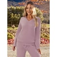 thumbnail image 4 of Women'S Lounge Sets Fall Fashion 2 Piece Outfits Sweater Pajama Set Fuzzy Loungewear Matching Winter Clothes Light Purple M, 4 of 9