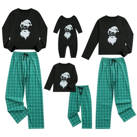 

Matching Family Pajamas Sets Christmas PJ s Santa Printed Top with Plaid Bottoms Loungewear