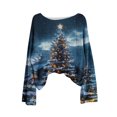 thumbnail image 4 of Enjoytime Womens Long Sleeve Tops Christmas Tree Printed Round Neck Long Sleeve Knitted Sweaters Fall Winter Fashion Casual Blouse Blue S, 4 of 4