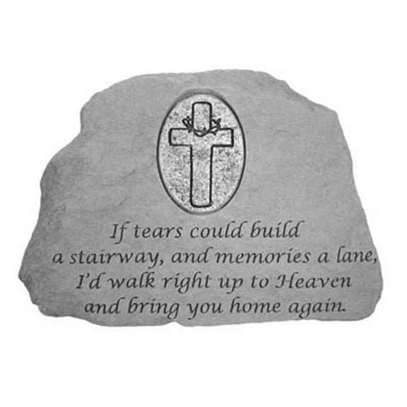 9455 If Tears Could Build A Stairway Memorial Stone with Oval Cross Personalized Insert