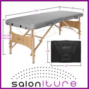 Saloniture Portable Basic Folding Massage Table – Light Gray