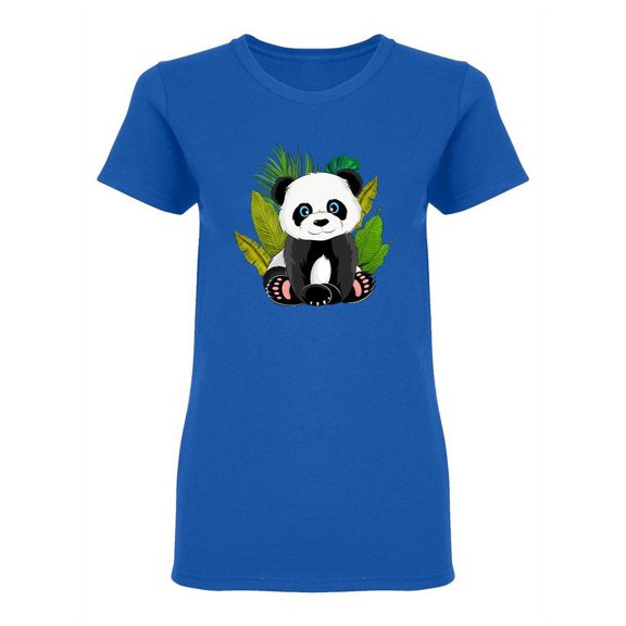 Panda With Palm Leaves Design Shaped T-Shirt Women -Image by Shutterstock, Female Large