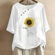 thumbnail image 2 of Blusas de Manga Corta para las Mujeres Impresas Cuello Redondo Camiseta Casual, Blusa de Algodón de Imitación para las Mujeres, 2 of 4