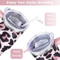 thumbnail image 5 of 40oz Fashion Leopard Pattern Stainless Steel Flip Straw Tumbler Spill Proof Travel Cup Double Wall Vacuum Insulated Coffee Mug with Top Handle, 5 of 6
