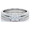 thumbnail image 3 of JeenMata Stunning 0.75 Carat - Princess Cut Diamond - Pave - Vintage - Double Band Engagement Ring - Bridal Set - 10K White Gold, 3 of 7