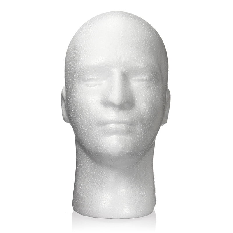 LuckyFine Male Styrofoam Foam Wig Head Mannequin Head for Wig Hat Display
