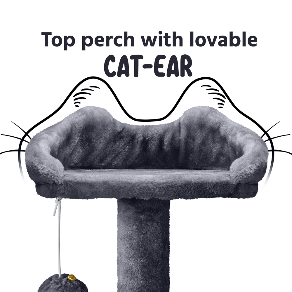 Alden Design 54.5" Double Condo Cat Tree with Scratching Post Tower, Dark Gray - image 4 of 13